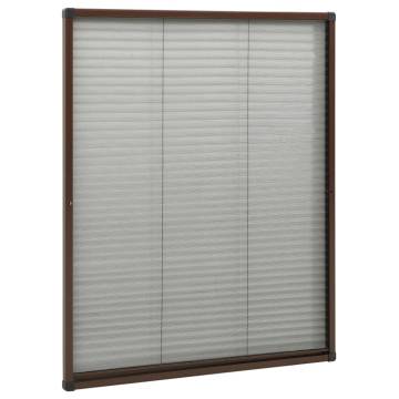 Plisse Insect Screen for Windows - Aluminium Brown 60x80 cm