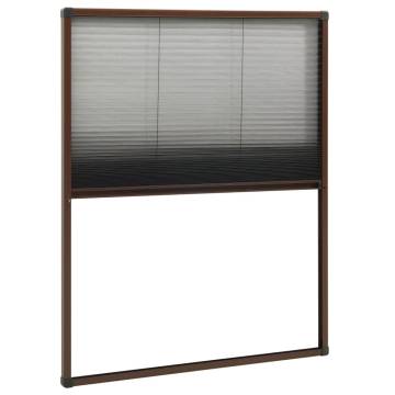 Plisse Insect Screen for Windows - Aluminium Brown 60x80 cm