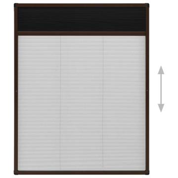 Plisse Insect Screen for Windows - Aluminium Brown 60x80 cm