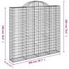 Arched Gabion Basket 200x30x180/200 cm - Galvanised Iron