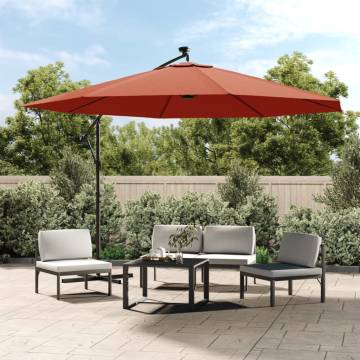 Cantilever Umbrella with LED Lights - Terracotta 350 cm