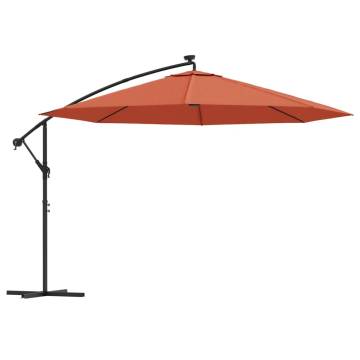 Cantilever Umbrella with LED Lights - Terracotta 350 cm