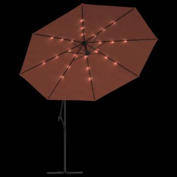 Cantilever Umbrella with LED Lights - Terracotta 350 cm