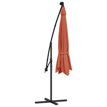 Cantilever Umbrella with LED Lights - Terracotta 350 cm