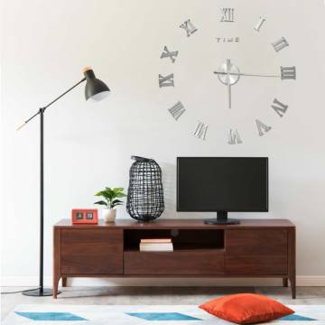 3D Wall Clock Modern Design Silver 100 cm XXL | Hipomarket