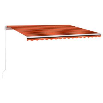 Manual Retractable Awning with LED - Orange & Brown 450x350 cm