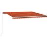 Manual Retractable Awning with LED - Orange & Brown 450x350 cm