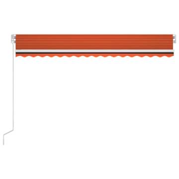 Manual Retractable Awning with LED - Orange & Brown 450x350 cm