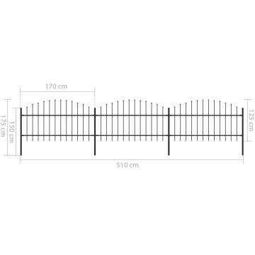 Garden Fence with Spear Top Steel - 5.1m | Hipomarket