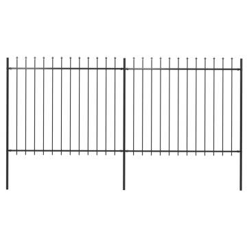 Elegant Garden Fence with Spear Top Steel - 3.4x1.5m Black