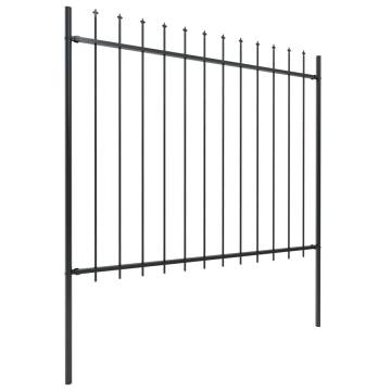 Elegant Garden Fence with Spear Top Steel - 3.4x1.5m Black