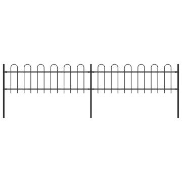 Elegant Garden Fence with Hoop Top Steel 3.4x0.6 m Black