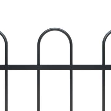 Elegant Garden Fence with Hoop Top Steel 3.4x0.6 m Black