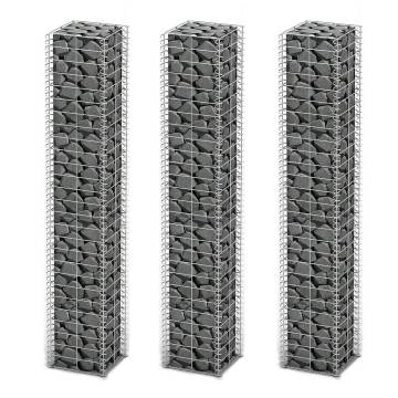 Gabion Set 3 pcs Galvanised Wire 25x25x150 cm | HipoMarket