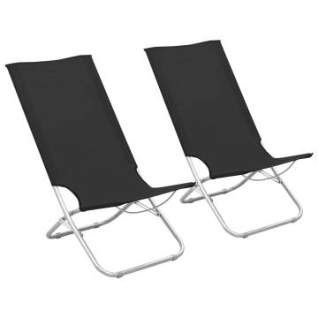 Folding Beach Chairs 2 pcs Black Fabric | Hipomarket