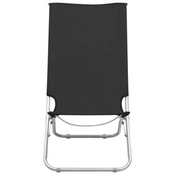 Folding Beach Chairs 2 pcs Black Fabric | Hipomarket