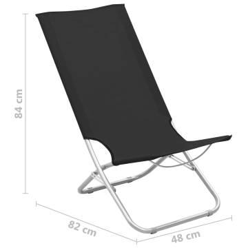 Folding Beach Chairs 2 pcs Black Fabric | Hipomarket