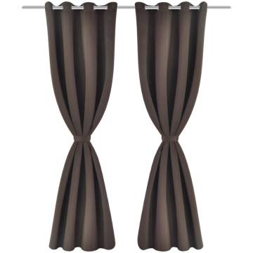 Elegant Brown Blackout Curtains with Metal Rings - 135 x 245 cm