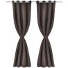 Elegant Brown Blackout Curtains with Metal Rings - 135 x 245 cm