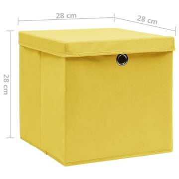 Stylish Yellow Storage Boxes with Covers - 4 Pcs | HipoMarket