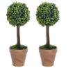 Artificial Boxwood Plants 2 pcs with Pots Ball Shaped Green 33 cm Size 10 x 33 cm Quantity in Package 2 