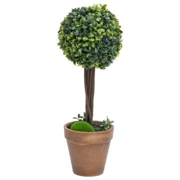 Artificial Boxwood Plants 2 pcs - Green Ball Shaped 33 cm