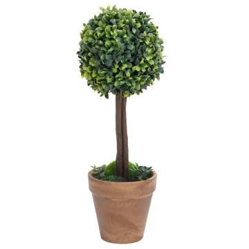 Artificial Boxwood Plants 2 pcs - Green Ball Shaped 33 cm