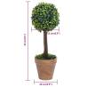 Artificial Boxwood Plants 2 pcs - Green Ball Shaped 33 cm