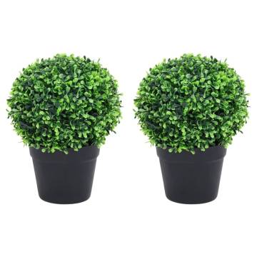 Artificial Boxwood Plants - 2 pcs Ball Shaped Green 27 cm