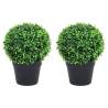 Artificial Boxwood Plants 2 pcs with Pots Ball Shaped Green 27 cm Size 19 x 27 cm Quantity in Package 2 