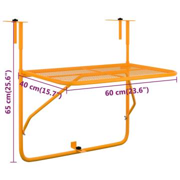 Yellow Balcony Table 60x40 cm Steel - Space-saving Design