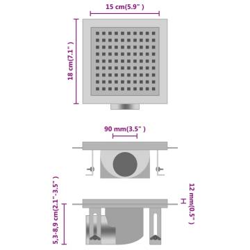 18x18 cm Stainless Steel Shower Drain – Smart Design & Easy Clean