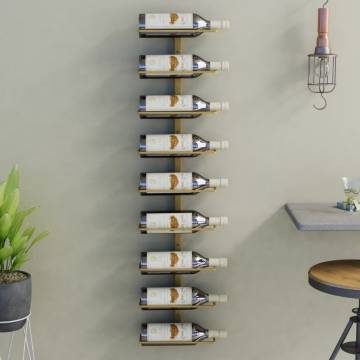 Stylish Wall-Mounted Wine Rack for 9 Bottles - Gold Iron