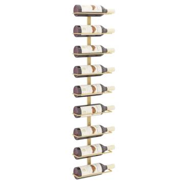 Stylish Wall-Mounted Wine Rack for 9 Bottles - Gold Iron