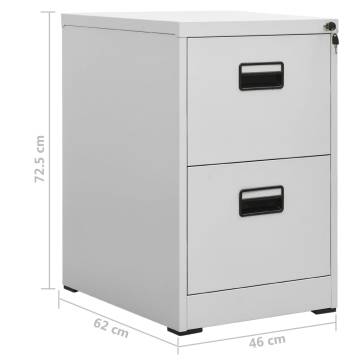 Light Grey Filing Cabinet - 46x62x72.5 cm Steel Design