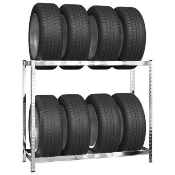 2-Layer Tire Racks | 110x40x110 cm Steel | 2 pcs Silver