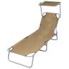 Folding Sun Lounger with Canopy Steel Taupe Colour taupe Quantity in Package 1 