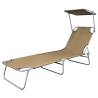 Folding Sun Lounger with Canopy - Steel Taupe | HipoMarket