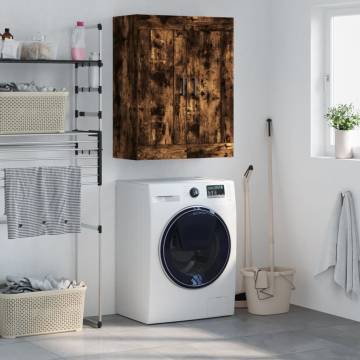 Elegant Wall Mounted Cabinet in Smoked Oak - 69.5x34x90 cm