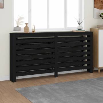 Black Radiator Cover - Solid Pine Wood, 169x19x84 cm