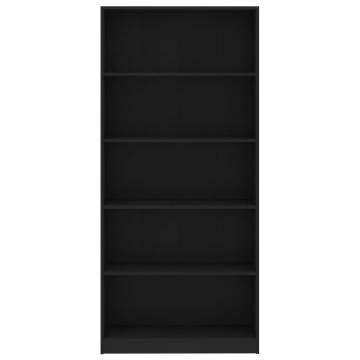 5-Tier Black Book Cabinet - Stylish & Durable Storage Solution