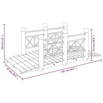 Garden Bridge with Railings | Solid Wood Spruce - 150x67cm