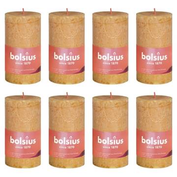 Bolsius Rustic Pillar Candles Shine 8 pcs - Honeycomb Yellow