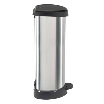 Curver 40L Deco Pedal Bin in Silver | Stylish & Hygienic