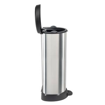 Curver 40L Deco Pedal Bin in Silver | Stylish & Hygienic