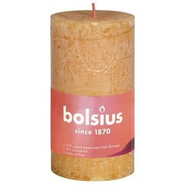 Bolsius Rustic Pillar Candles Shine 8 pcs - Honeycomb Yellow