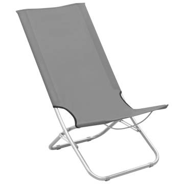 Folding Beach Chairs 2 pcs - Grey Fabric for Comfort & Relaxation