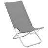 Folding Beach Chairs 2 pcs - Grey Fabric for Comfort & Relaxation