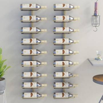 Wall-Mounted Wine Rack for 9 Bottles - Gold Iron Set of 2