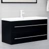 Sink Cabinet with Built-in Basin Black Engineered Wood Colour black Size 100 x 38.5 x 48 cm Quantity in Package 1 Model without faucet 